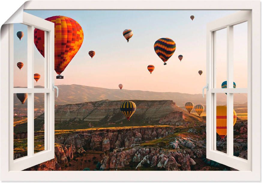 Artland Artprint Blik uit het venster Cappadocië ballonvaart als poster muursticker in verschillende maten - Foto 1