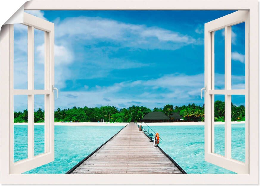 Artland Artprint Blik uit het venster Maldivisch paradijs als artprint op linnen poster muursticker in verschillende maten - Foto 4