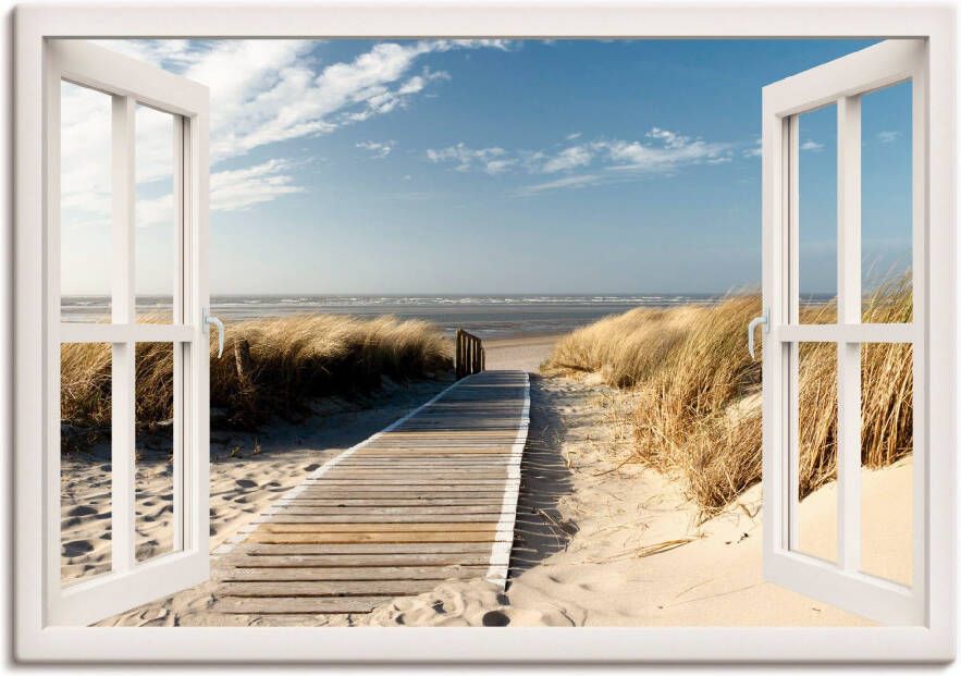 Artland Artprint Blik uit het venster Noordzeestrand op Langeoog als artprint op linnen poster muursticker in verschillende maten - Foto 4