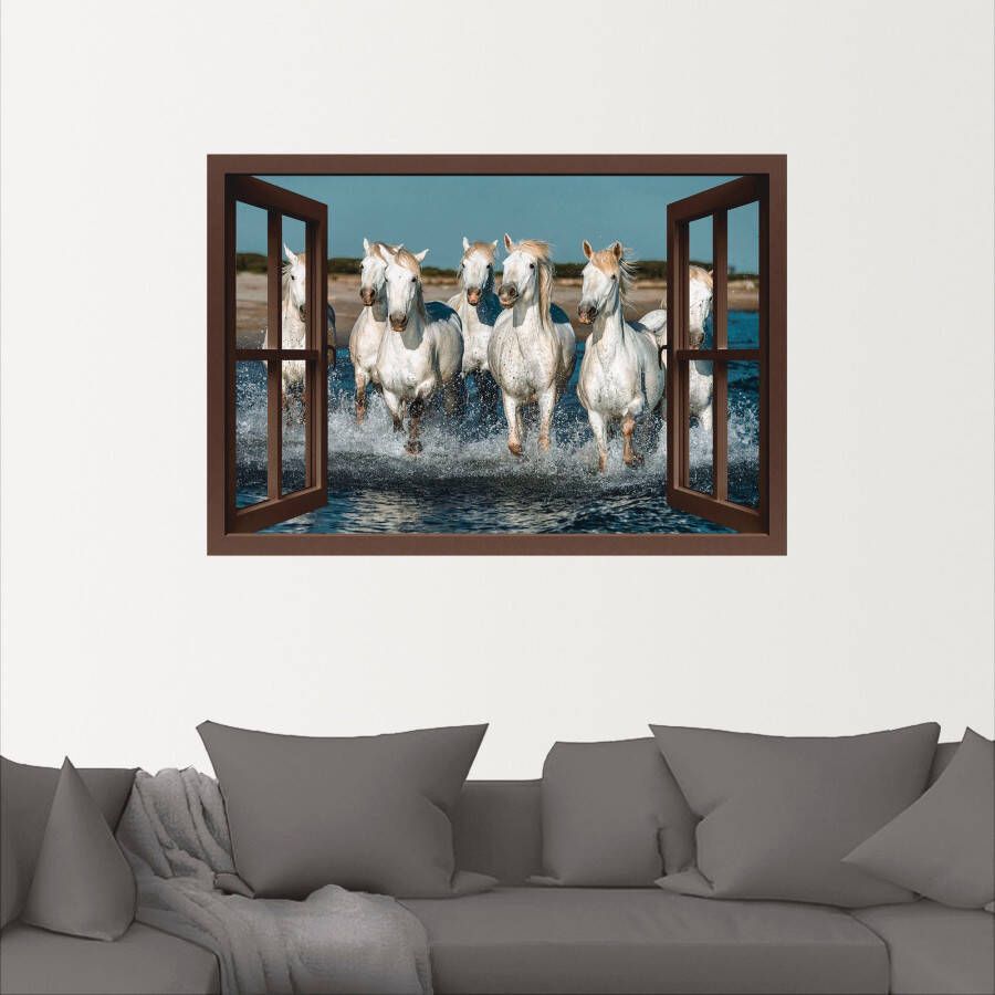 Artland Wandfolie Blik uit het venster paarden op het strand - Foto 4