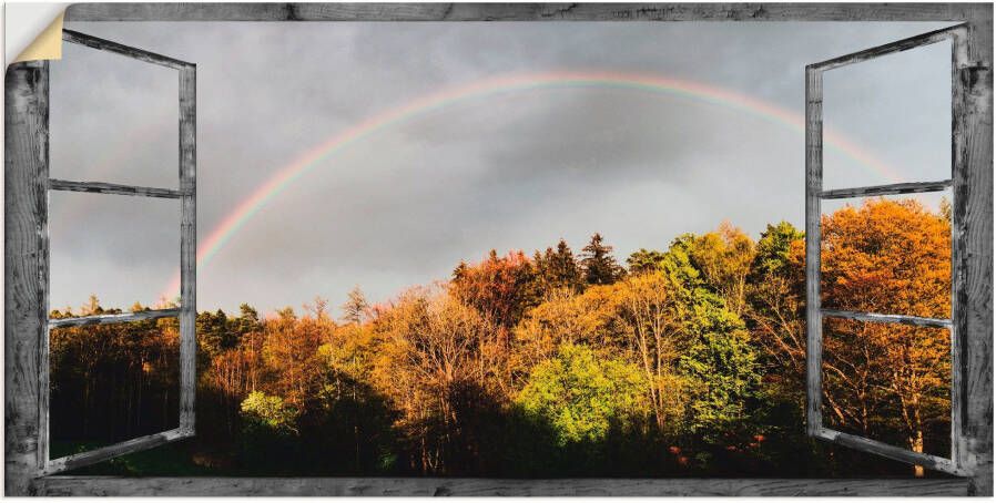 Artland Artprint Blik uit het venster regenboog als artprint op linnen muursticker in verschillende maten - Foto 3