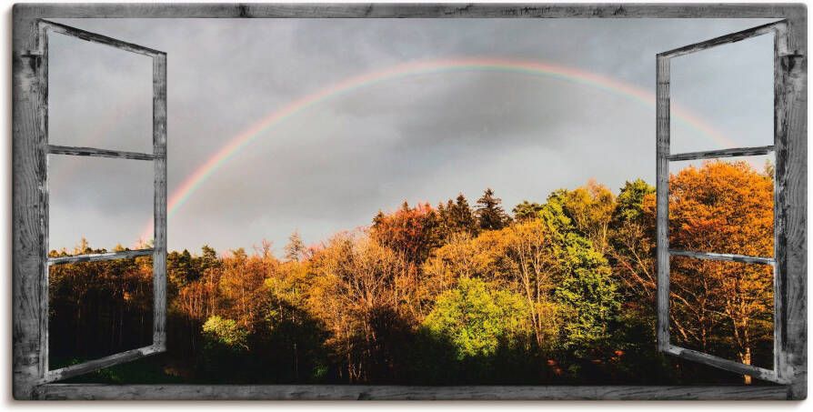 Artland Artprint Blik uit het venster regenboog als artprint op linnen muursticker in verschillende maten