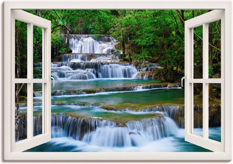 Artland Artprint op linnen Blik uit het venster waterval in Kanchanaburi - Foto 9