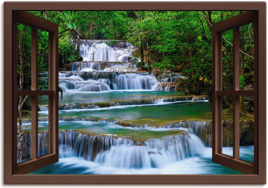 Artland Artprint op linnen Blik uit het venster waterval in Kanchanaburi - Foto 9