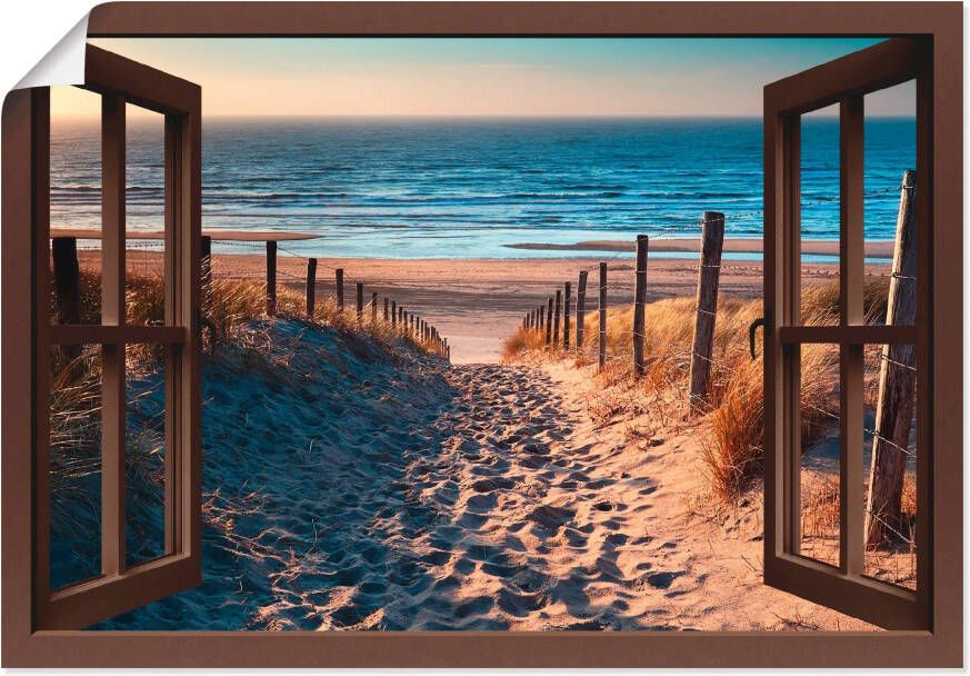Artland Artprint Blik uit het venster weg naar Noordzeestrand als artprint op linnen poster muursticker in verschillende maten - Foto 6