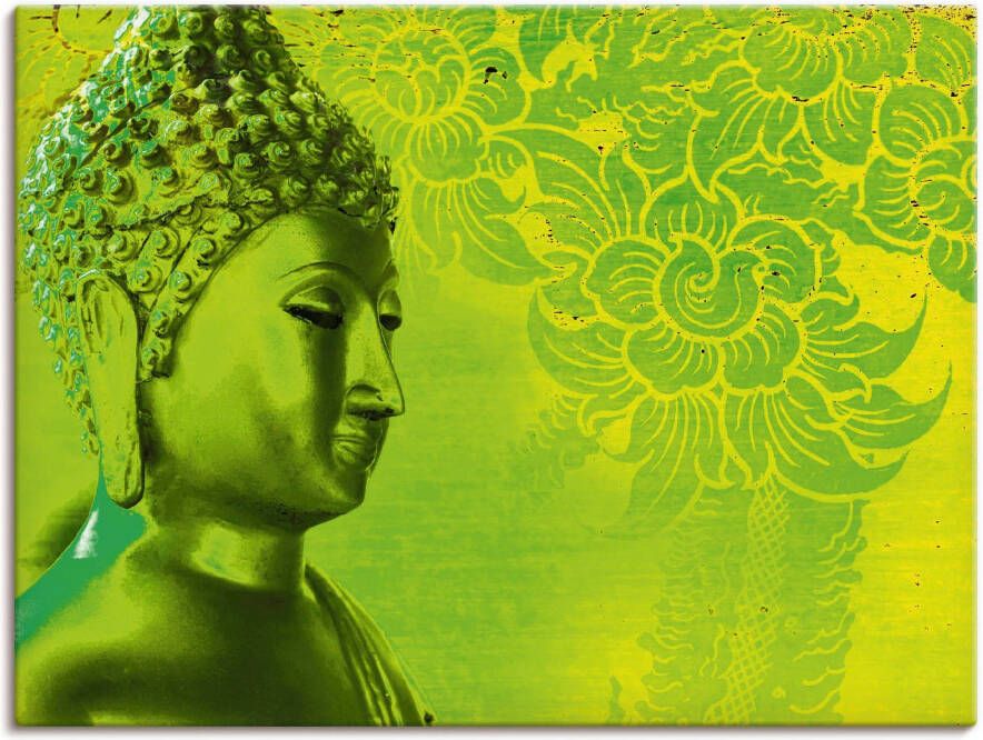 Artland Artprint op linnen Buddha goudkleurig beeld groen - Foto 8