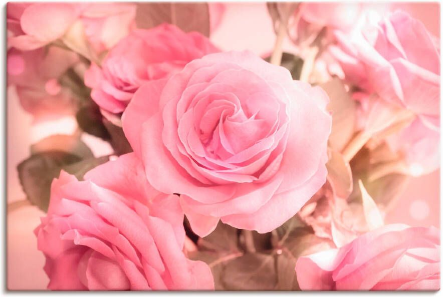 Artland Artprint Boeket roze rozen als artprint op linnen poster in verschillende formaten maten - Foto 3