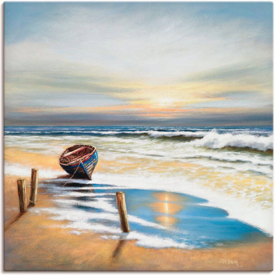 Artland Artprint Boot aan de kust als artprint op linnen muursticker in verschillende maten