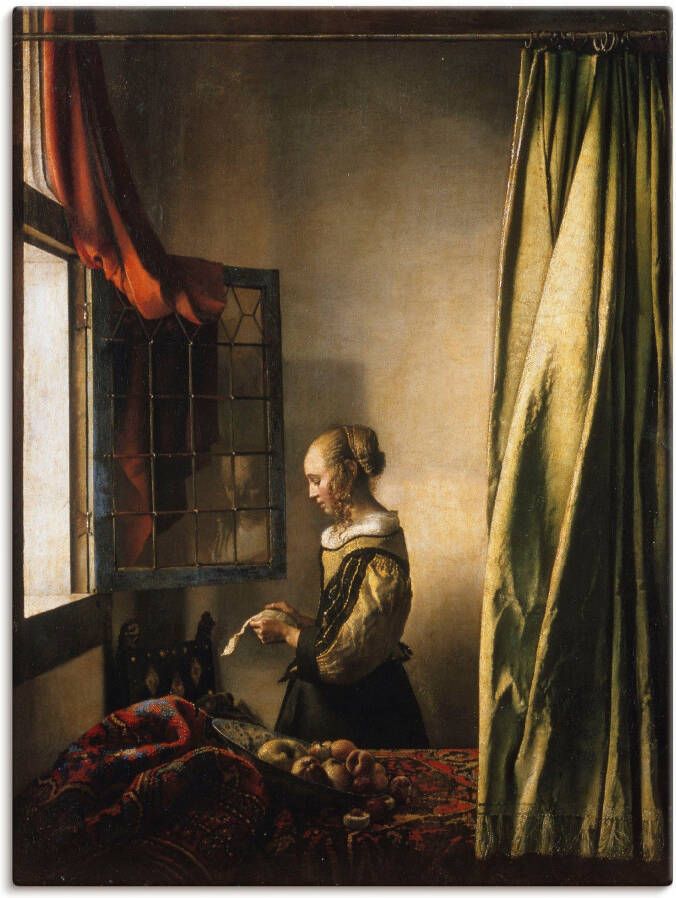 Artland Artprint Brieflezer bij het open raam. Ca. 1658 als artprint op linnen poster muursticker in verschillende maten - Foto 4