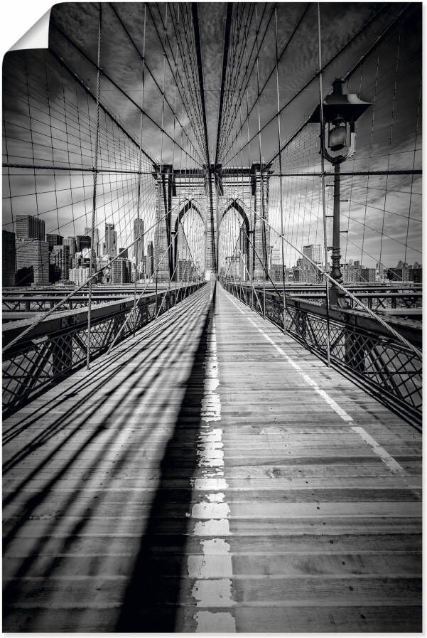 Artland Artprint Brooklyn Bridge New York City monochroom als artprint op linnen poster in verschillende formaten maten - Foto 5