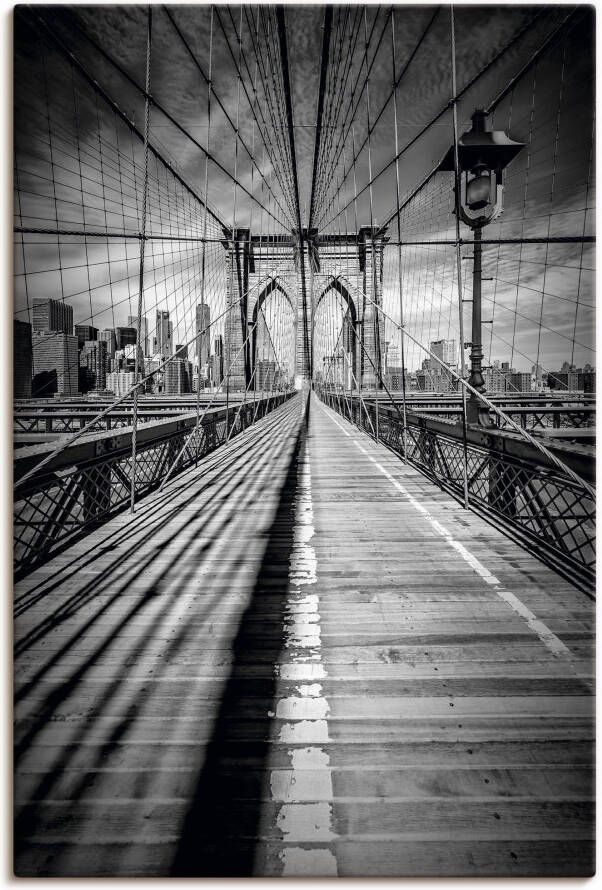 Artland Artprint Brooklyn Bridge New York City monochroom als artprint op linnen poster in verschillende formaten maten - Foto 5