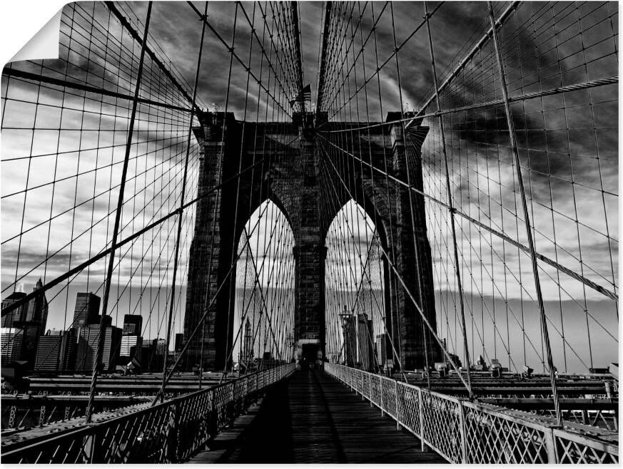 Artland Artprint Brooklyn Bridge zwart wit als artprint van aluminium artprint voor buiten artprint op linnen poster in verschillende maten. maten - Foto 1