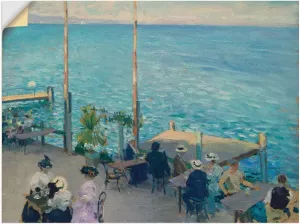 Artland Artprint Café-terras aan het meer van Genève. 1908 in vele afmetingen & productsoorten -artprint op linnen poster muursticker wandfolie ook geschikt voor de badkamer (1 stuk)