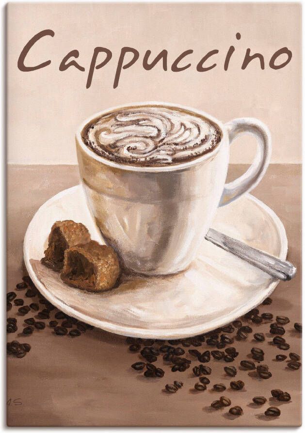 Artland Artprint Cappuccino koffie als artprint op linnen poster muursticker in verschillende maten - Foto 1