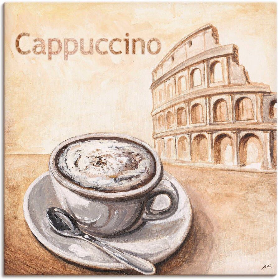 Artland Artprint Cappuccino koffie Cappuccino in Rome als artprint op linnen in verschillende maten - Foto 1