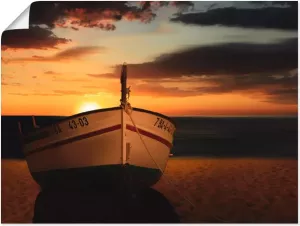 Artland Artprint De boot bij zonsondergang in vele afmetingen & productsoorten artprint van aluminium artprint voor buiten artprint op linnen poster muursticker wandfolie ook geschikt voor de badkamer (1 stuk)