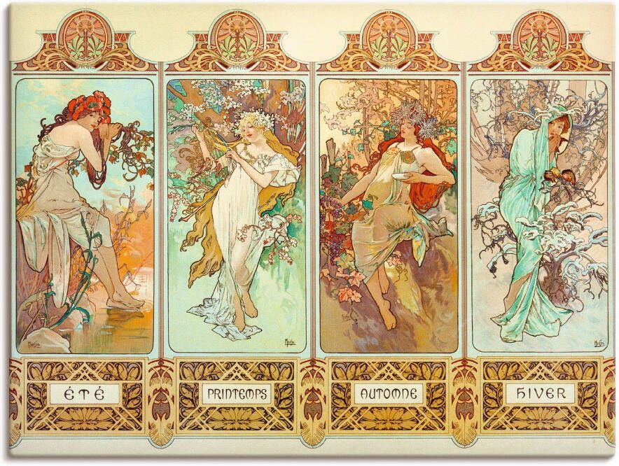 Artland Artprint De vier seizoenen 1896 als artprint op linnen muursticker in verschillende maten