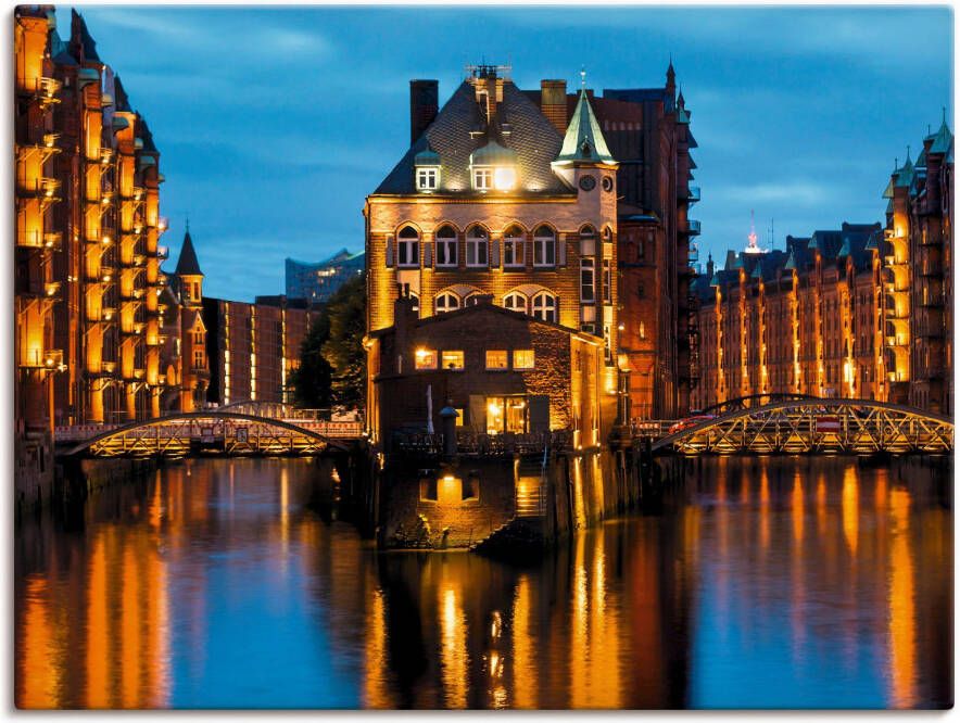 Artland Artprint Deel van de oude Speicherstadt in Hamburg als artprint op linnen poster muursticker in verschillende maten - Foto 4