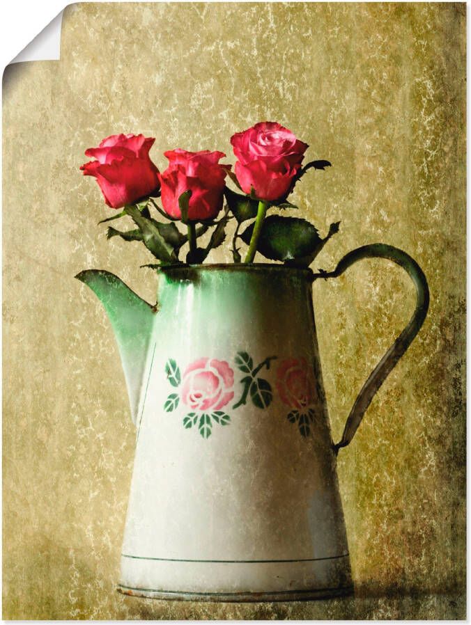 Artland Artprint Drie rozen in een oude kan als poster in verschillende formaten maten - Foto 1