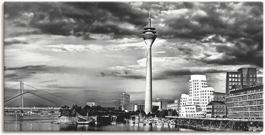 Artland Artprint Düsseldorf collage skyline 10 als artprint op linnen muursticker in verschillende maten - Foto 3