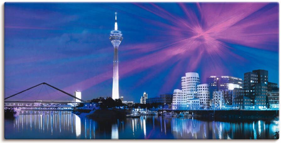 Artland Artprint op linnen Düsseldorf skyline IV gespannen op een spieraam - Foto 3