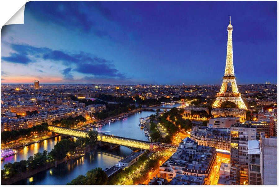 Artland Artprint Eiffeltoren en Seine s avonds Parijs als artprint van aluminium artprint voor buiten artprint op linnen poster muursticker - Foto 4
