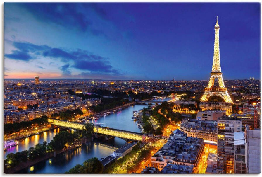 Artland Artprint Eiffeltoren en Seine s avonds Parijs als artprint van aluminium artprint voor buiten artprint op linnen poster muursticker - Foto 4