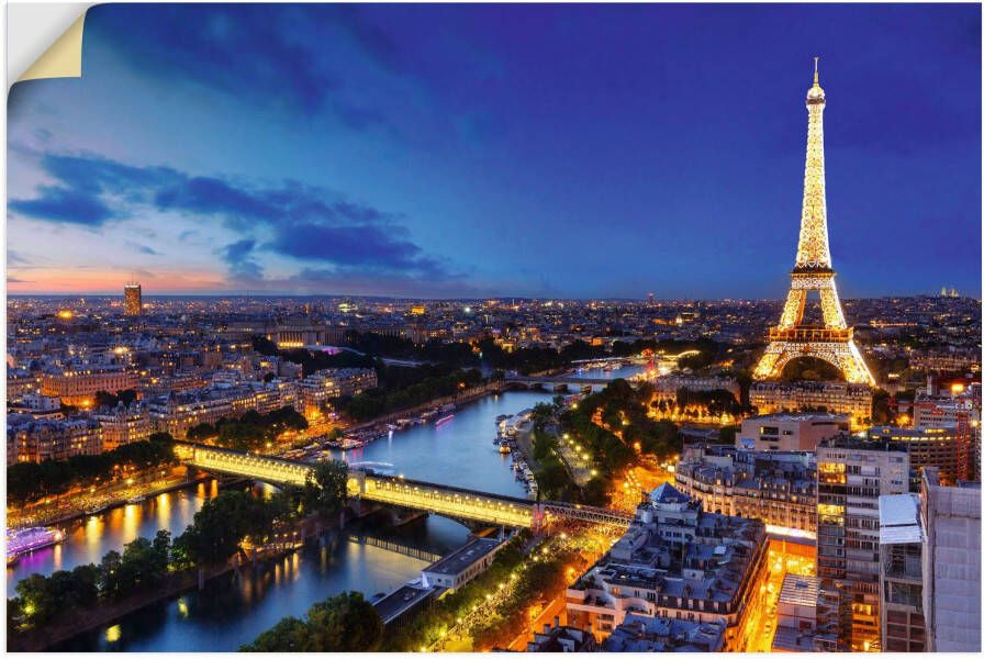 Artland Artprint Eiffeltoren en Seine s avonds Parijs als artprint van aluminium artprint voor buiten artprint op linnen poster muursticker - Foto 1
