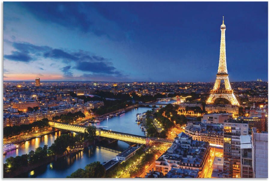 Artland Artprint Eiffeltoren en Seine s avonds Parijs als artprint van aluminium artprint voor buiten artprint op linnen poster muursticker - Foto 5