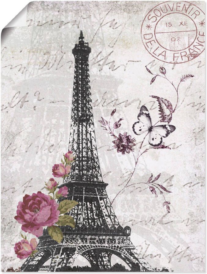 Artland Artprint Eiffeltoren grafiek als artprint van aluminium artprint voor buiten artprint op linnen poster muursticker - Foto 4