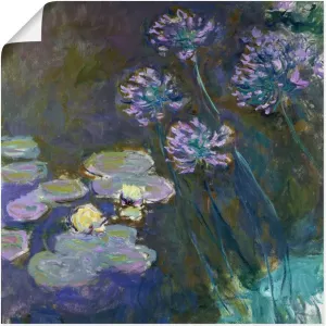Artland Artprint Gele waterlelies en agapanthussen. 1914-17. in vele afmetingen & productsoorten -artprint op linnen poster muursticker wandfolie ook geschikt voor de badkamer (1 stuk)