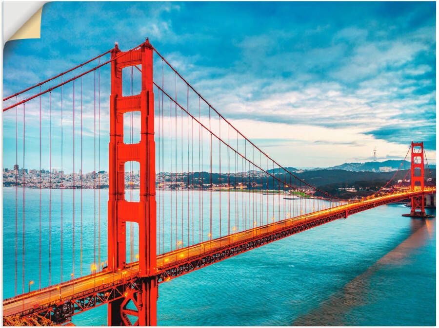 Artland Artprint Golden Gate Bridge als artprint van aluminium artprint voor buiten artprint op linnen poster muursticker - Foto 4