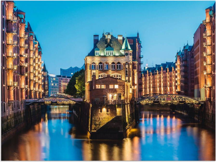 Artland Artprint Hamburg Waterkasteel in Speicherstadt 2 als artprint van aluminium artprint voor buiten poster in diverse formaten