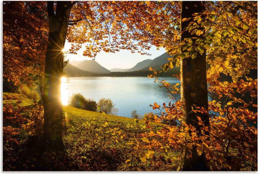 Artland Artprint Herfst aan de Sylvensteinsee als artprint van aluminium artprint voor buiten artprint op linnen poster in verschillende maten. maten