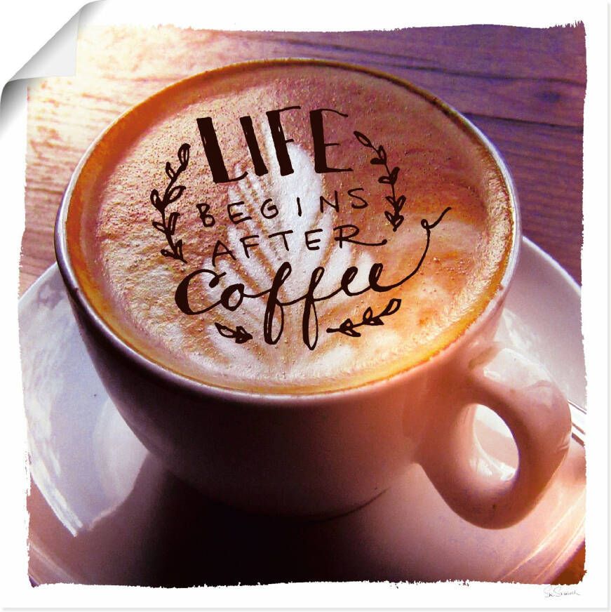 Artland Artprint Het leven begint na de koffie als artprint op linnen poster in verschillende formaten maten - Foto 6