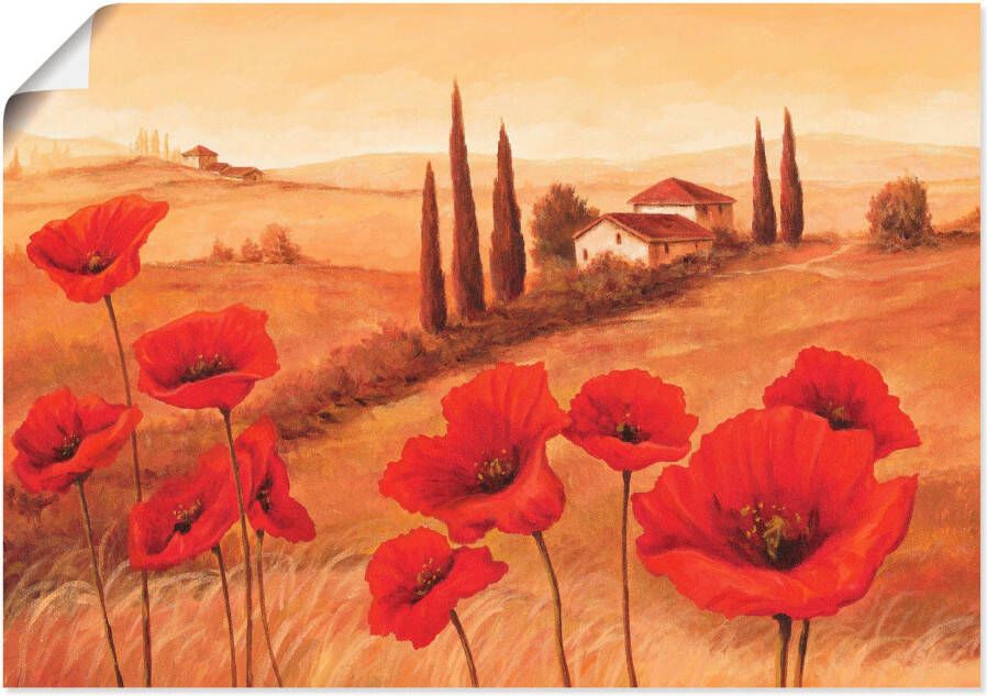Artland Artprint Klaprozen in de Toscane als artprint op linnen poster muursticker in verschillende maten - Foto 6