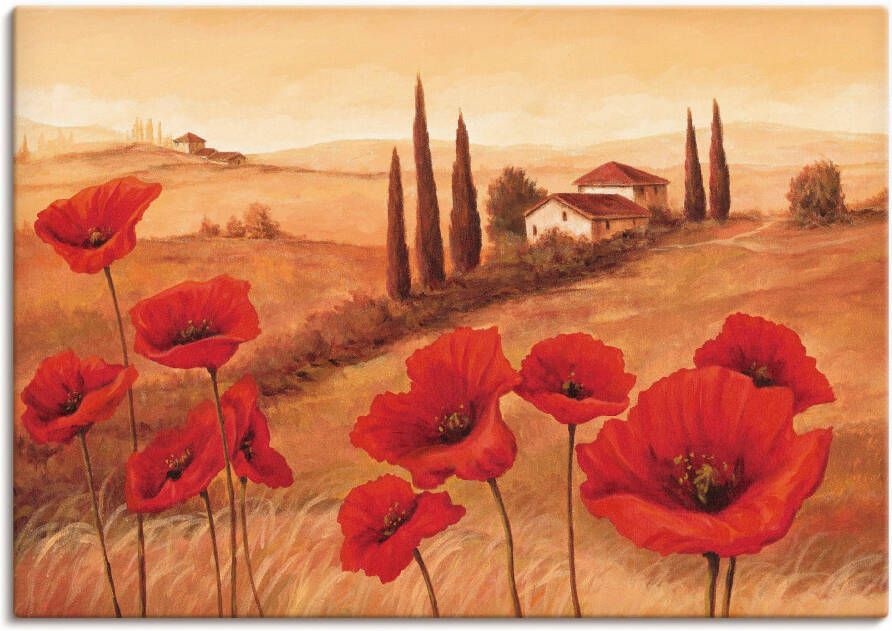 Artland Artprint Klaprozen in de Toscane als artprint op linnen poster muursticker in verschillende maten