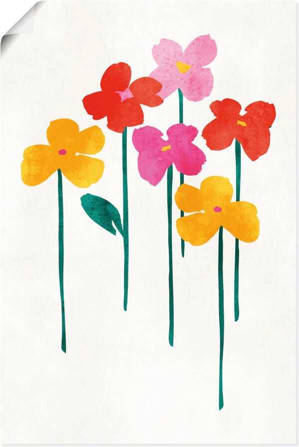 Artland Artprint Kleine vrolijke bloemen als artprint op linnen poster in verschillende formaten maten