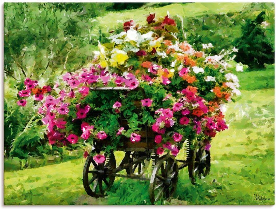 Artland Artprint op linnen Koets met bloemen