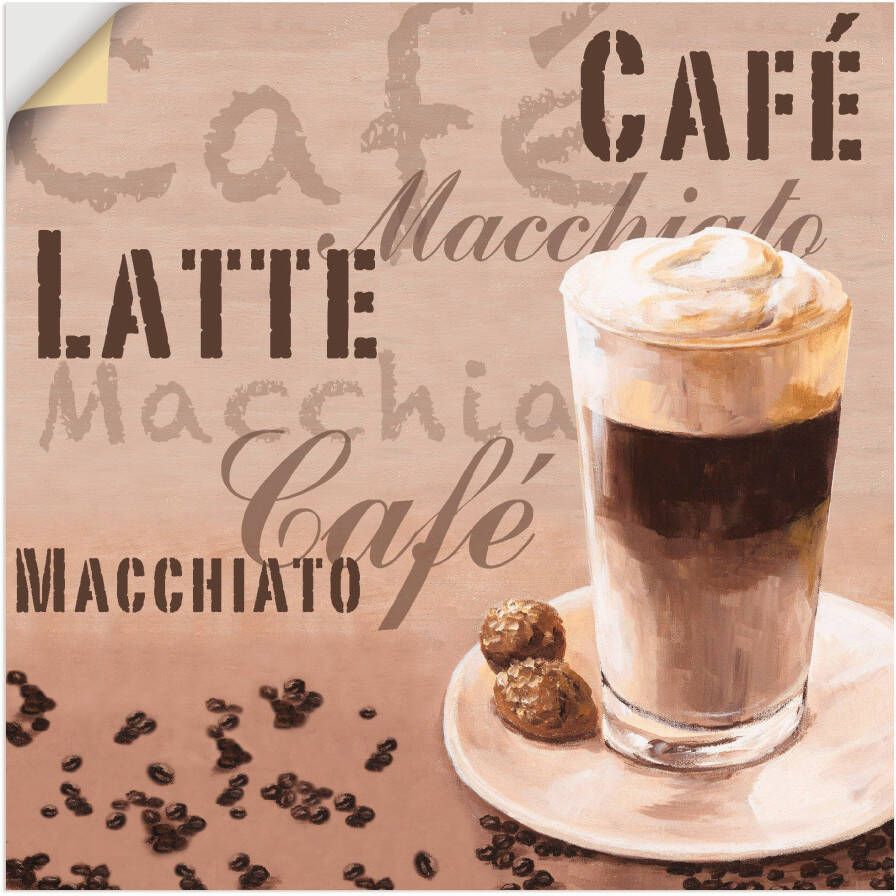 Artland Artprint Koffie latte macchiato als artprint op linnen muursticker in verschillende maten