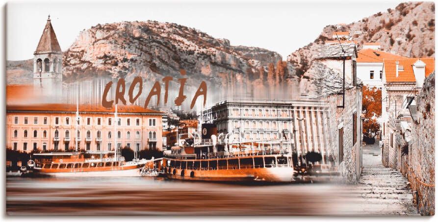 Artland Artprint op linnen Kroatië Skyline abstracte collage - Foto 5