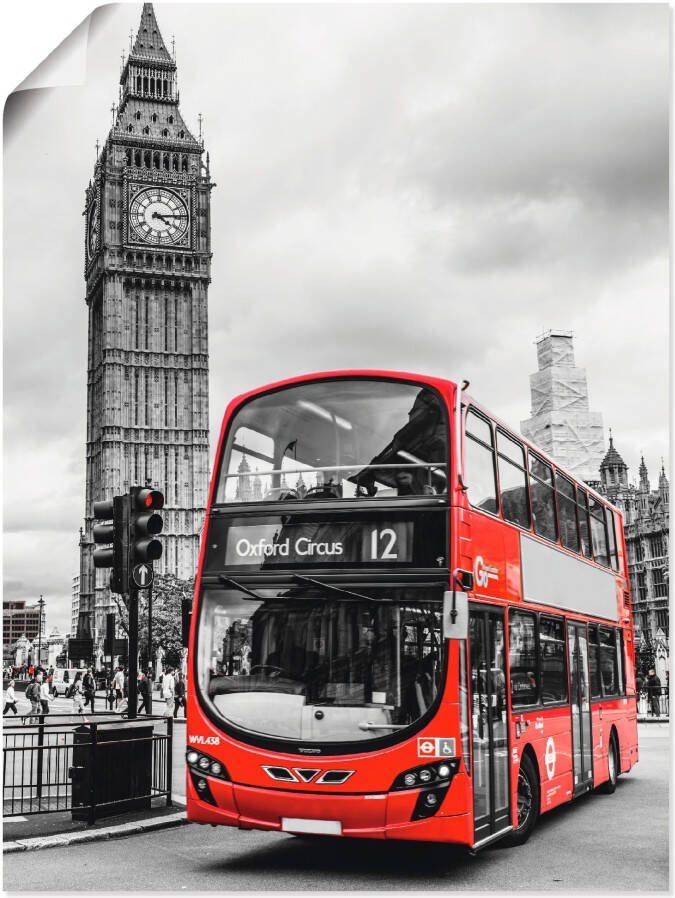 Artland Artprint Londen Bus en Big Ben als artprint op linnen poster in verschillende formaten maten - Foto 3