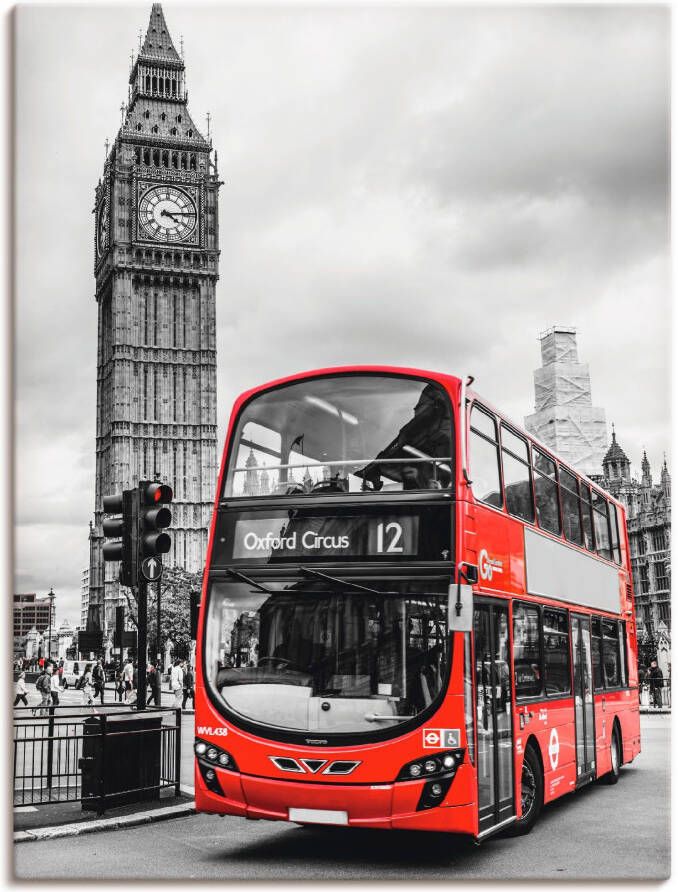 Artland Artprint Londen Bus en Big Ben als artprint op linnen poster in verschillende formaten maten