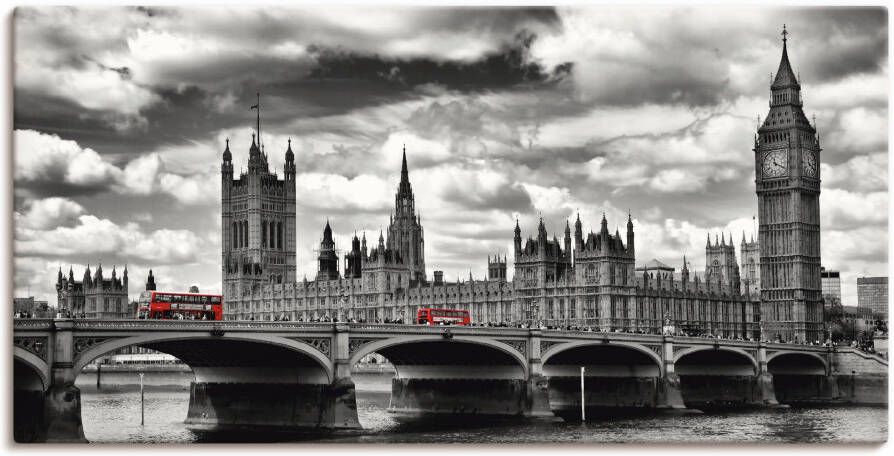 Artland Artprint Londen Westminster Bridge & Red Buses als artprint op linnen poster muursticker in verschillende maten - Foto 3