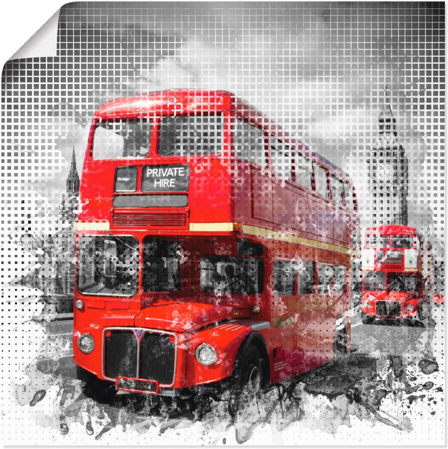 Artland Artprint Londen Westminster rode bussen als poster in verschillende formaten maten - Foto 3