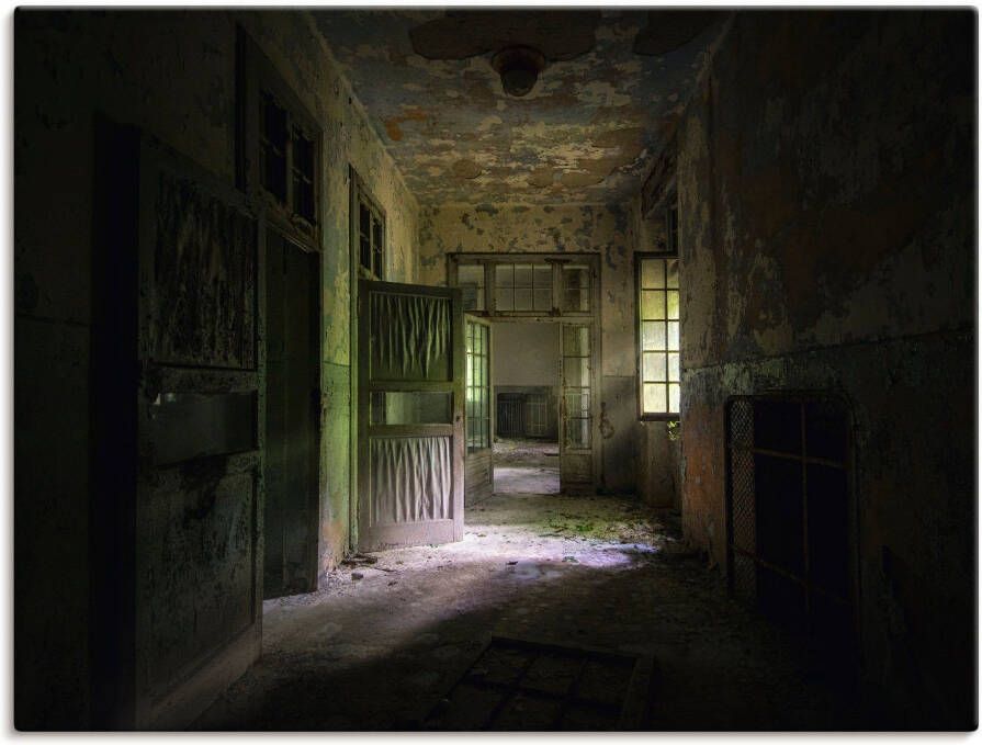 Artland Artprint Lost Place naargeestige hal deuren gang als artprint van aluminium artprint voor buiten artprint op linnen poster in verschillende maten. maten - Foto 4