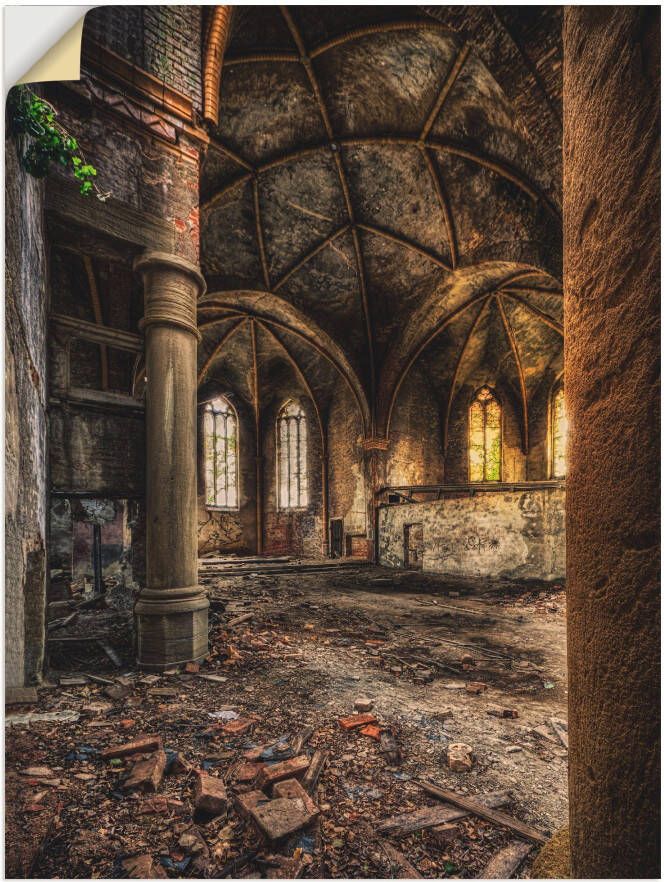 Artland Artprint Lost Place verlaten kerk II als artprint op linnen muursticker in verschillende maten