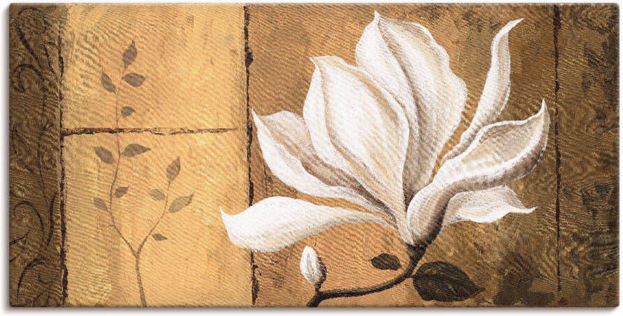 Artland Artprint Magnolia aan goud bruin als artprint op linnen poster in verschillende formaten maten