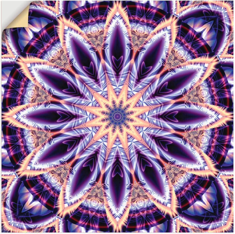 Artland Artprint Mandala ster paars als artprint op linnen muursticker in verschillende maten