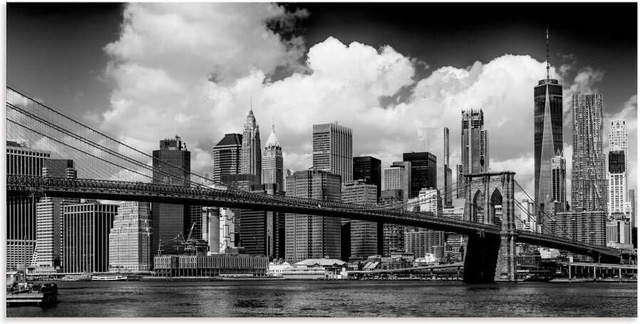Artland Artprint Manhattan Skyline Brooklyn Bridge als artprint van aluminium artprint op linnen muursticker verschillende maten - Foto 7